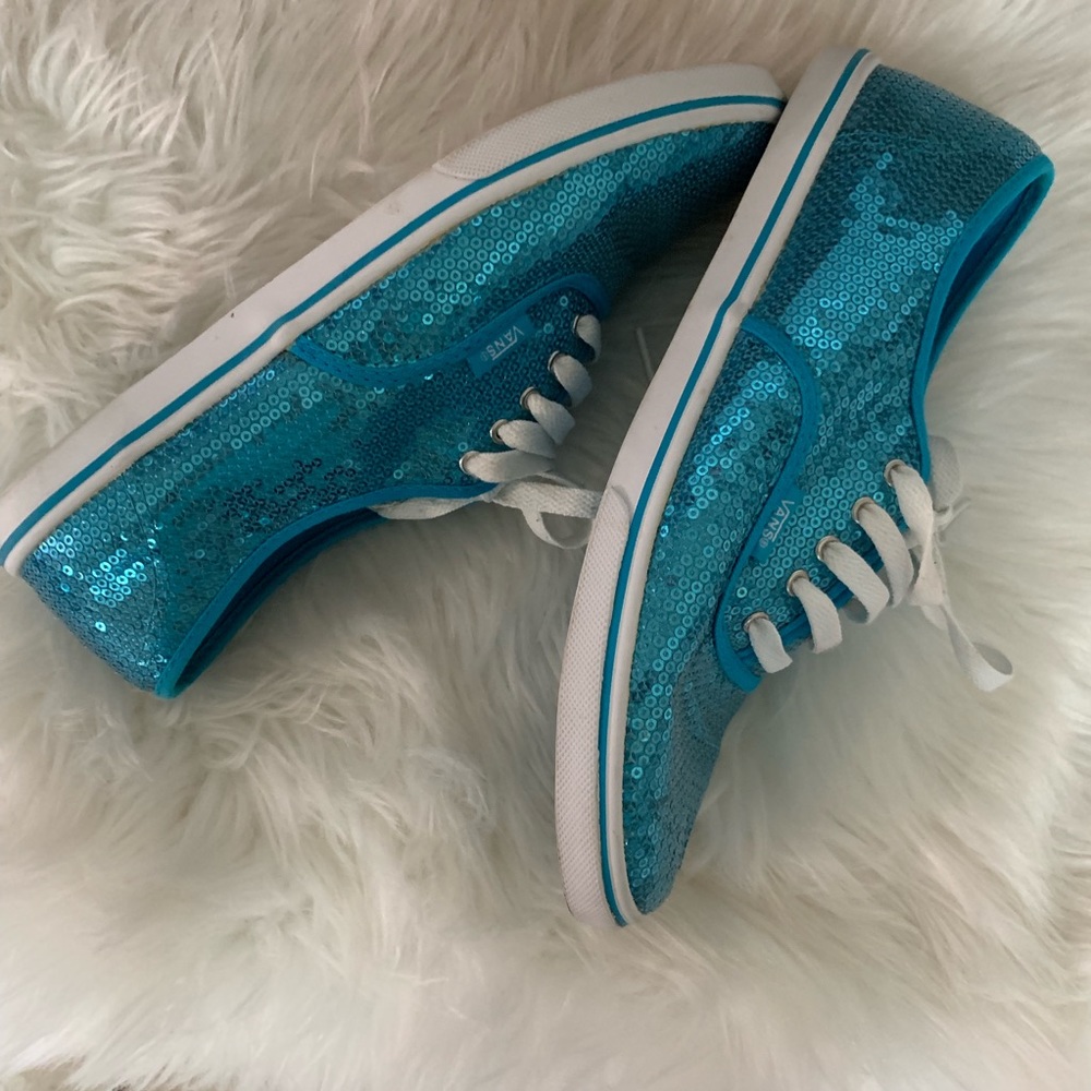 Vans Sequin turquoise sneakers 9.5 women’s 8 men’s - Picture 3 of 8